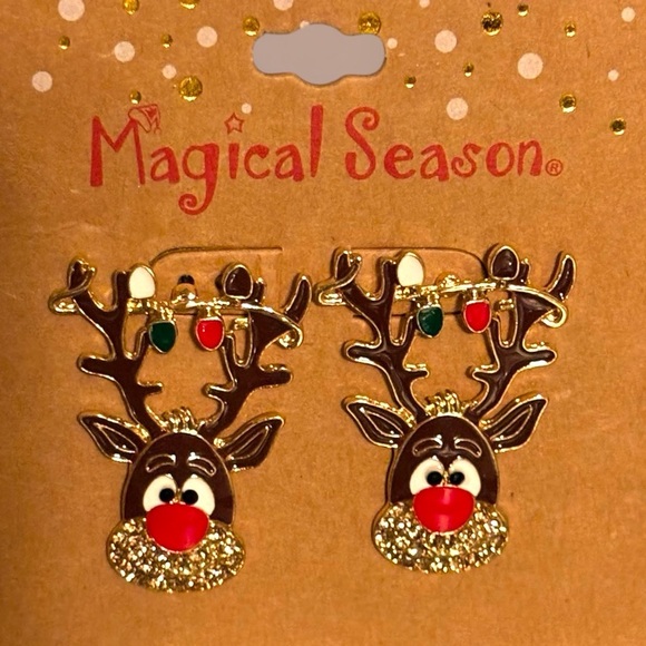 NWT•Reindeer Christmas Post Earrings - Picture 2 of 4